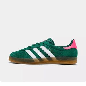 Adidas Forest Green Sneakers with Pink Highlights